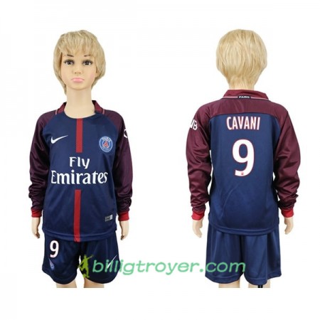 Billige Fotballdrakter Paris SG Cavani 9 Barn Hjemmedraktsett 2017/18 Langermet